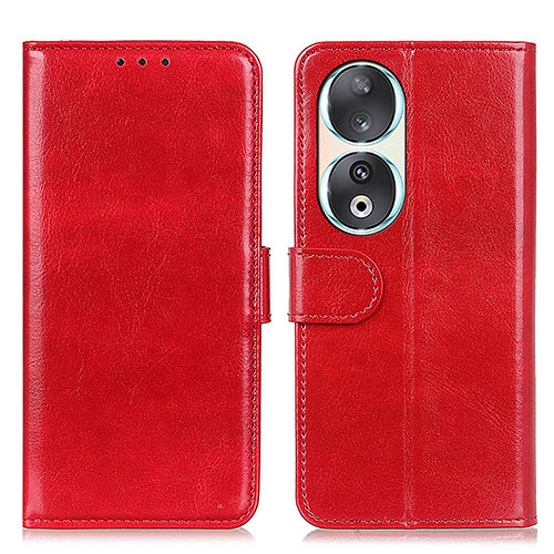 Leather Case Stands Flip Cover Holder M07L for Huawei Honor 90 5G Red