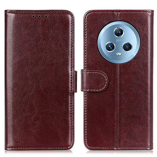 Leather Case Stands Flip Cover Holder M07L for Huawei Honor Magic5 5G Brown