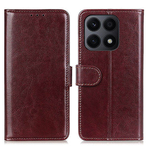 Leather Case Stands Flip Cover Holder M07L for Huawei Honor X8a 4G Brown