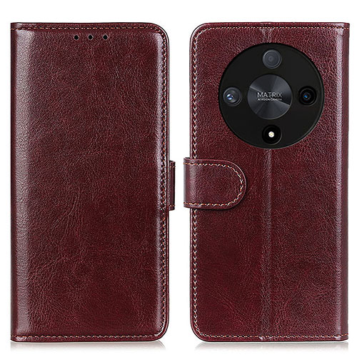 Leather Case Stands Flip Cover Holder M07L for Huawei Honor X9b 5G Brown