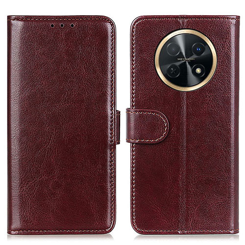 Leather Case Stands Flip Cover Holder M07L for Huawei Nova Y91 Brown