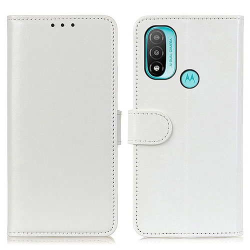 Leather Case Stands Flip Cover Holder M07L for Motorola Moto E20 White