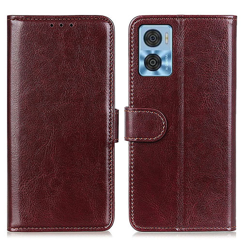 Leather Case Stands Flip Cover Holder M07L for Motorola Moto E22i Brown