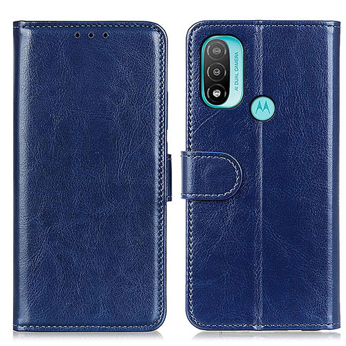 Leather Case Stands Flip Cover Holder M07L for Motorola Moto E30 Blue