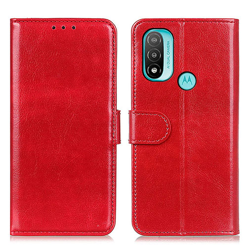 Leather Case Stands Flip Cover Holder M07L for Motorola Moto E30 Red