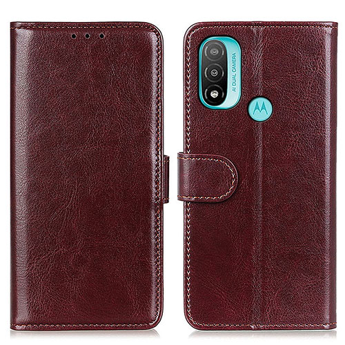 Leather Case Stands Flip Cover Holder M07L for Motorola Moto E40 Brown