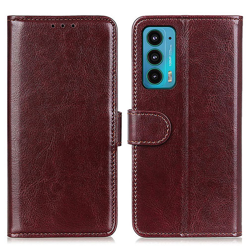 Leather Case Stands Flip Cover Holder M07L for Motorola Moto Edge 20 5G Brown