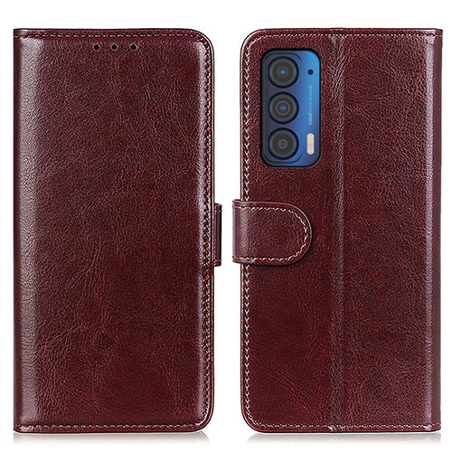 Leather Case Stands Flip Cover Holder M07L for Motorola Moto Edge (2021) 5G Brown