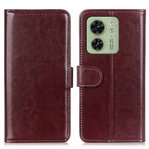 Leather Case Stands Flip Cover Holder M07L for Motorola Moto Edge 40 5G Brown