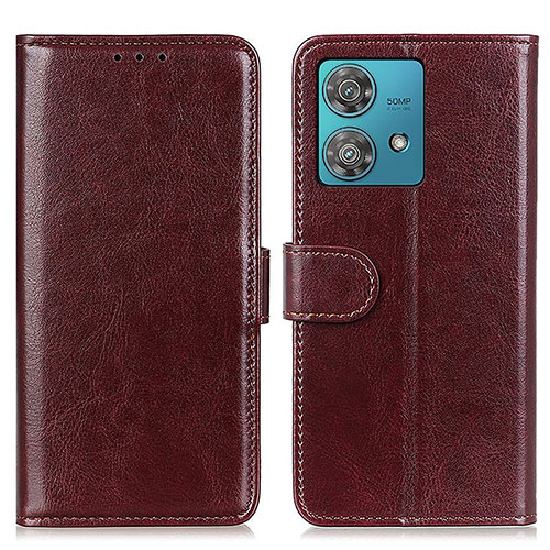 Leather Case Stands Flip Cover Holder M07L for Motorola Moto Edge 40 Neo 5G Brown