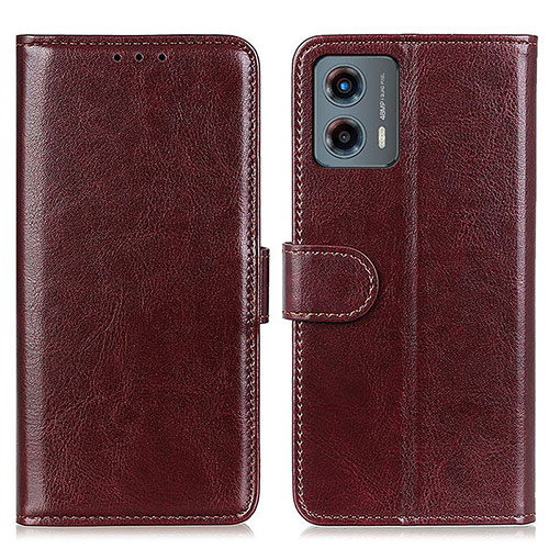 Leather Case Stands Flip Cover Holder M07L for Motorola Moto G 5G (2023) Brown