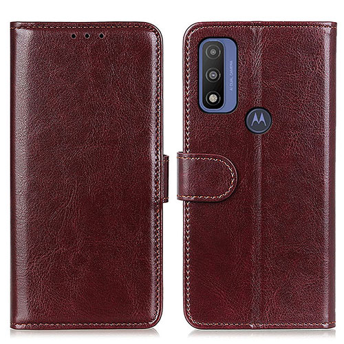 Leather Case Stands Flip Cover Holder M07L for Motorola Moto G Pure Brown