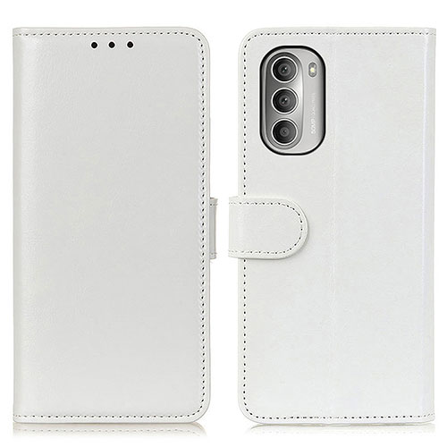 Leather Case Stands Flip Cover Holder M07L for Motorola Moto G Stylus (2022) 4G White