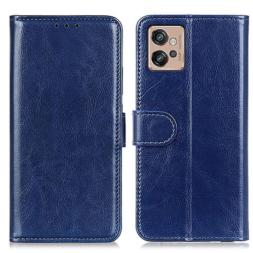 Leather Case Stands Flip Cover Holder M07L for Motorola Moto G32 Blue