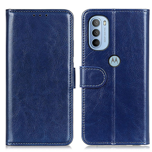 Leather Case Stands Flip Cover Holder M07L for Motorola Moto G41 Blue