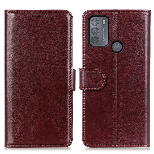 Leather Case Stands Flip Cover Holder M07L for Motorola Moto G50 Brown