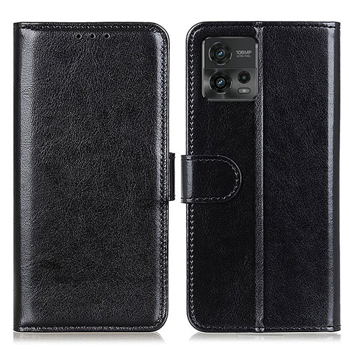 Leather Case Stands Flip Cover Holder M07L for Motorola Moto G72 Black