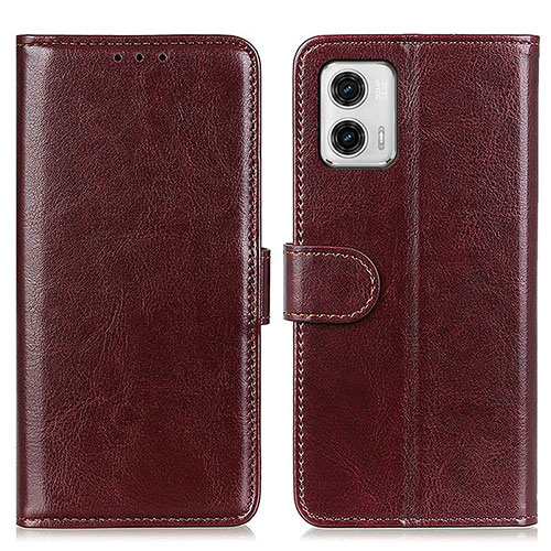 Leather Case Stands Flip Cover Holder M07L for Motorola Moto G73 5G Brown