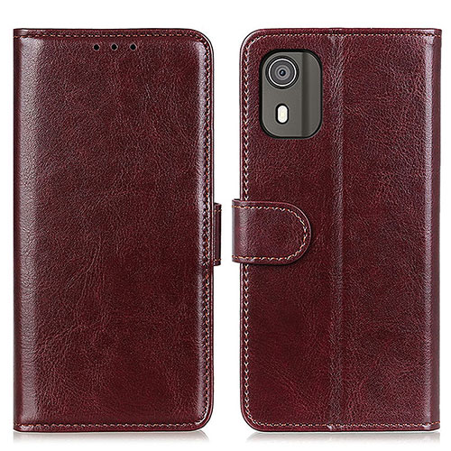 Leather Case Stands Flip Cover Holder M07L for Nokia C02 Brown