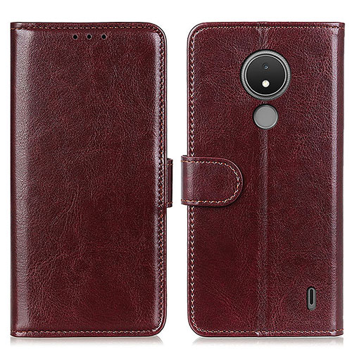 Leather Case Stands Flip Cover Holder M07L for Nokia C21 Brown