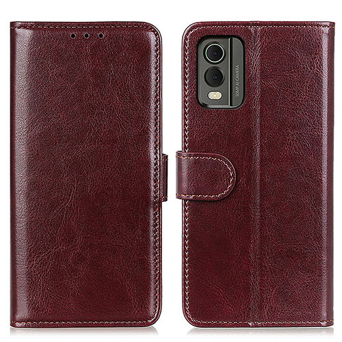 Leather Case Stands Flip Cover Holder M07L for Nokia C32 Brown