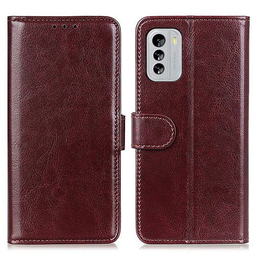 Leather Case Stands Flip Cover Holder M07L for Nokia G60 5G Brown