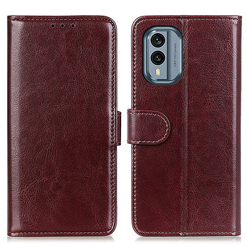 Leather Case Stands Flip Cover Holder M07L for Nokia X30 5G Brown