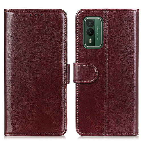 Leather Case Stands Flip Cover Holder M07L for Nokia XR21 Brown