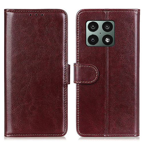 Leather Case Stands Flip Cover Holder M07L for OnePlus 10 Pro 5G Brown