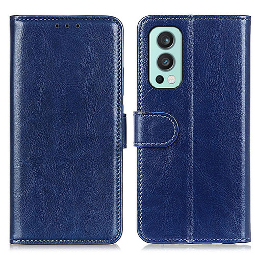 Leather Case Stands Flip Cover Holder M07L for OnePlus Nord 2 5G Blue