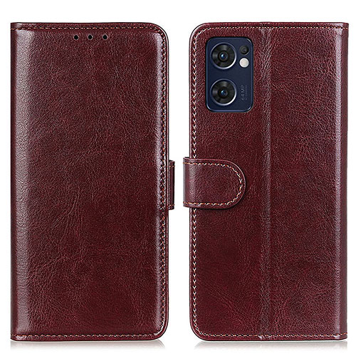 Leather Case Stands Flip Cover Holder M07L for OnePlus Nord CE 2 5G Brown