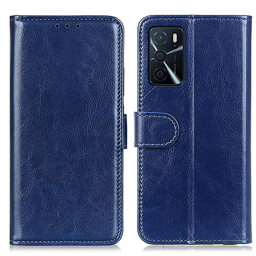 Leather Case Stands Flip Cover Holder M07L for Oppo A16s Blue