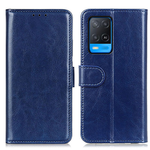 Leather Case Stands Flip Cover Holder M07L for Oppo A54 4G Blue