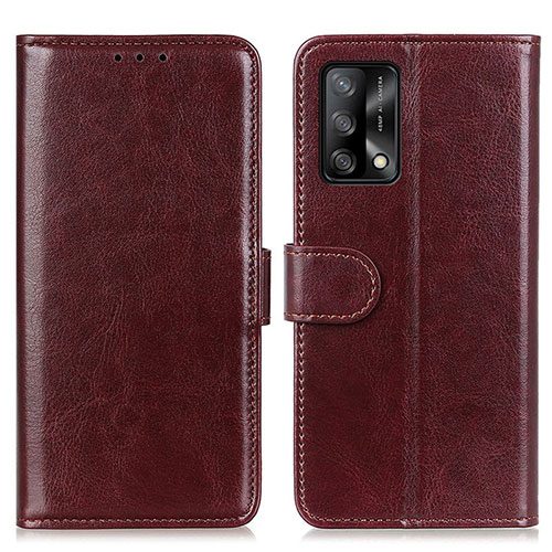 Leather Case Stands Flip Cover Holder M07L for Oppo A95 4G Brown