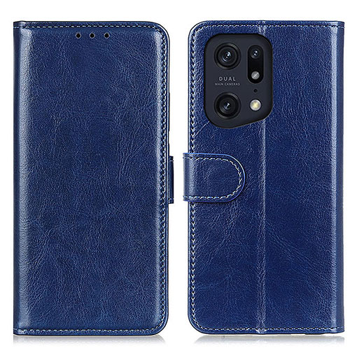 Leather Case Stands Flip Cover Holder M07L for Oppo Find X5 Pro 5G Blue