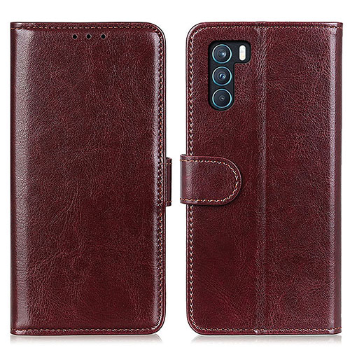 Leather Case Stands Flip Cover Holder M07L for Oppo K9 Pro 5G Brown