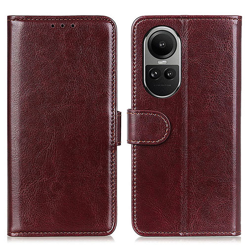 Leather Case Stands Flip Cover Holder M07L for Oppo Reno10 5G Brown