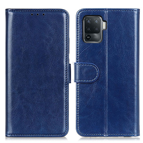 Leather Case Stands Flip Cover Holder M07L for Oppo Reno5 F Blue