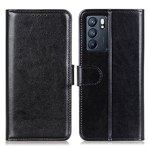 Leather Case Stands Flip Cover Holder M07L for Oppo Reno6 5G Black