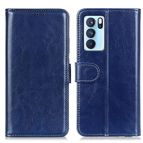 Leather Case Stands Flip Cover Holder M07L for Oppo Reno6 Pro 5G India Blue