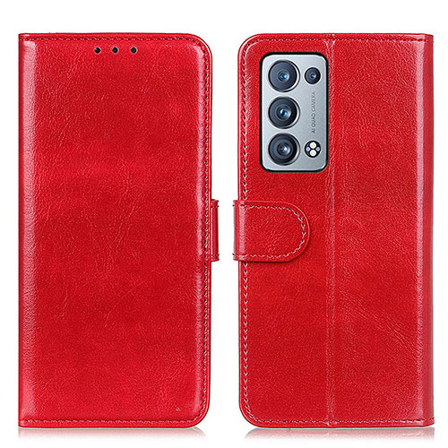 Leather Case Stands Flip Cover Holder M07L for Oppo Reno6 Pro 5G Red