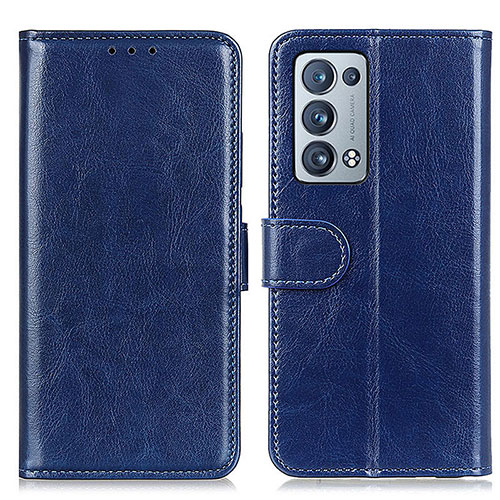 Leather Case Stands Flip Cover Holder M07L for Oppo Reno6 Pro+ Plus 5G Blue