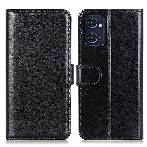 Leather Case Stands Flip Cover Holder M07L for Oppo Reno7 5G Black