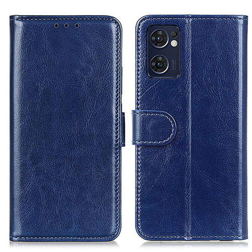 Leather Case Stands Flip Cover Holder M07L for Oppo Reno7 5G Blue