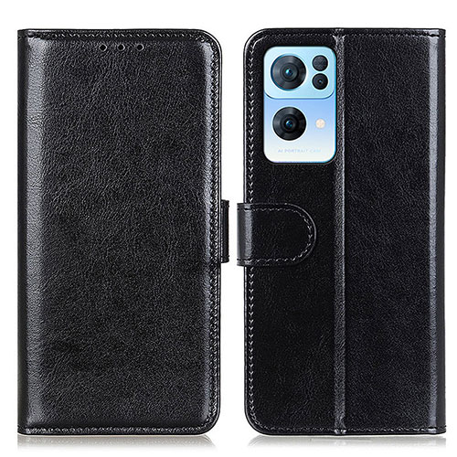 Leather Case Stands Flip Cover Holder M07L for Oppo Reno7 Pro 5G Black