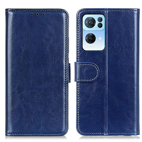 Leather Case Stands Flip Cover Holder M07L for Oppo Reno7 Pro 5G Blue