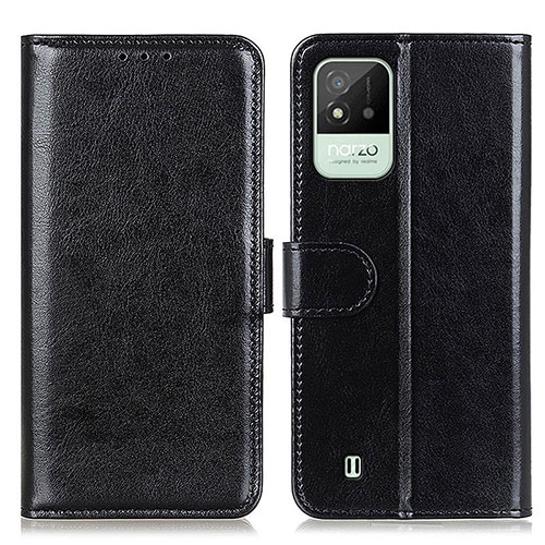 Leather Case Stands Flip Cover Holder M07L for Realme C11 (2021) Black