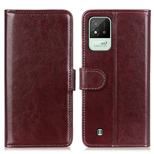 Leather Case Stands Flip Cover Holder M07L for Realme C20A Brown