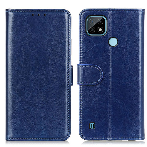 Leather Case Stands Flip Cover Holder M07L for Realme C21 Blue