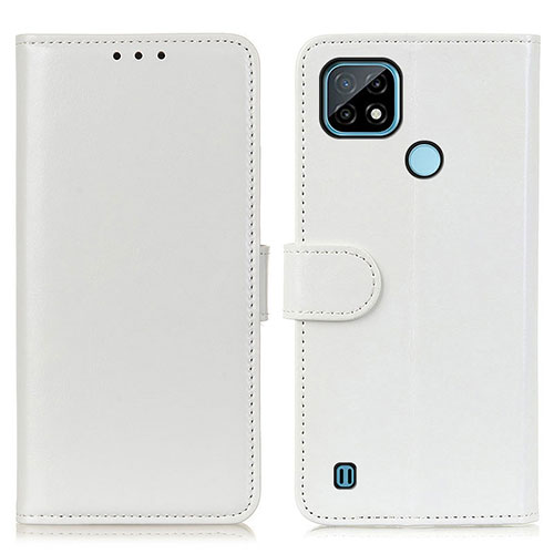 Leather Case Stands Flip Cover Holder M07L for Realme C21 White